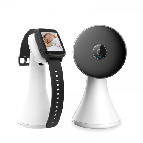 Cameră supraveghere bebeluși cu ecranul pe ceas  - Baby monitor cu monitorizare wireless, infraroșu, vedere nocturnă, senzor temperatură, cântece de leagăn