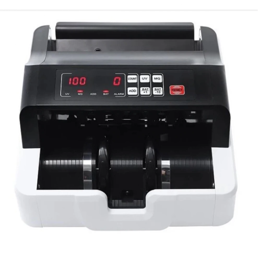 Mașină de numărat bancnote/bani și detecție falsuri, display LCD, verificator de autenticitate UV/MG/MT/IR/DD, Model 2024, 1000 bancnote/min, 80W