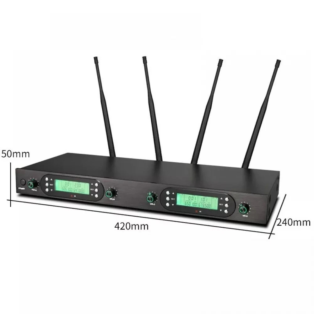 Sistem Profesional  4 Lavaliere Radio Wireless UHF Tip Cască cu Receptor și 200 de Frecvențe Selectabile