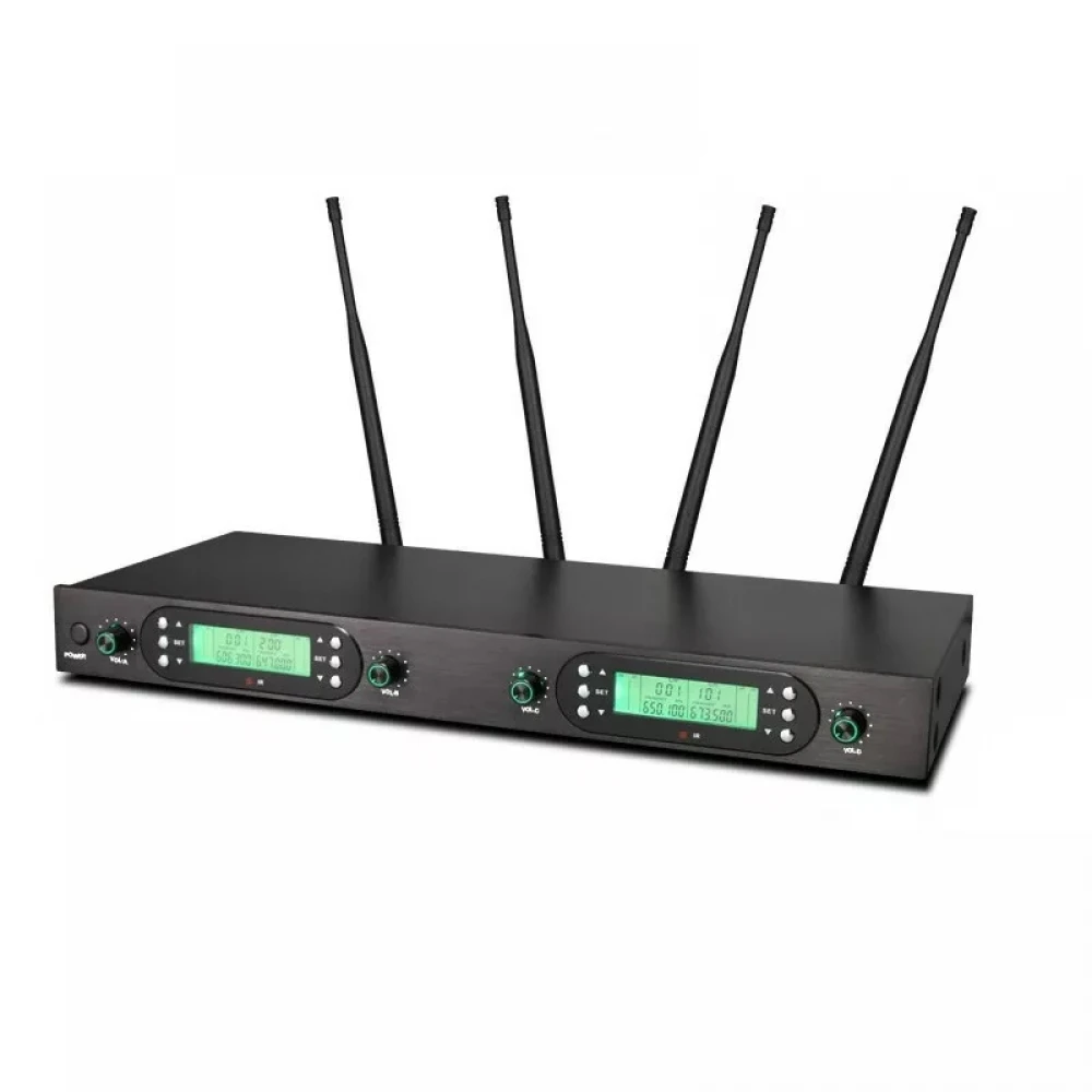 Sistem Profesional  4 Lavaliere Radio Wireless UHF Tip Cască cu Receptor și 200 de Frecvențe Selectabile