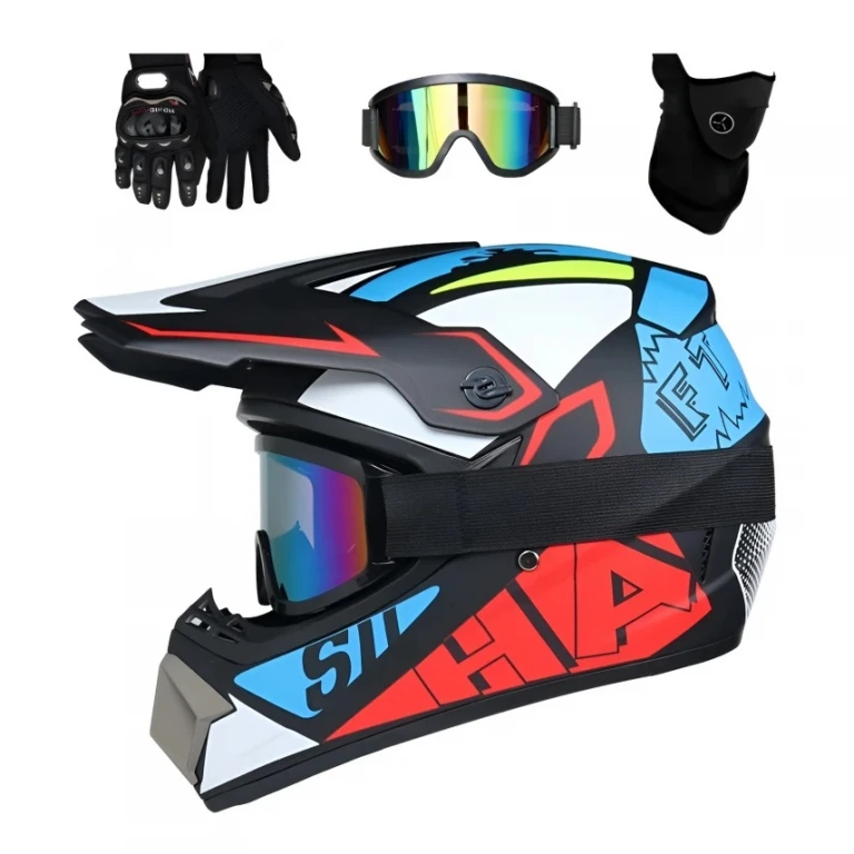 Set Cască Cross cu Mănuși, Ochelari, Cagulă pentru Motociclete, Dirt Bike, Enduro, Atv, Mărime M, L, XL