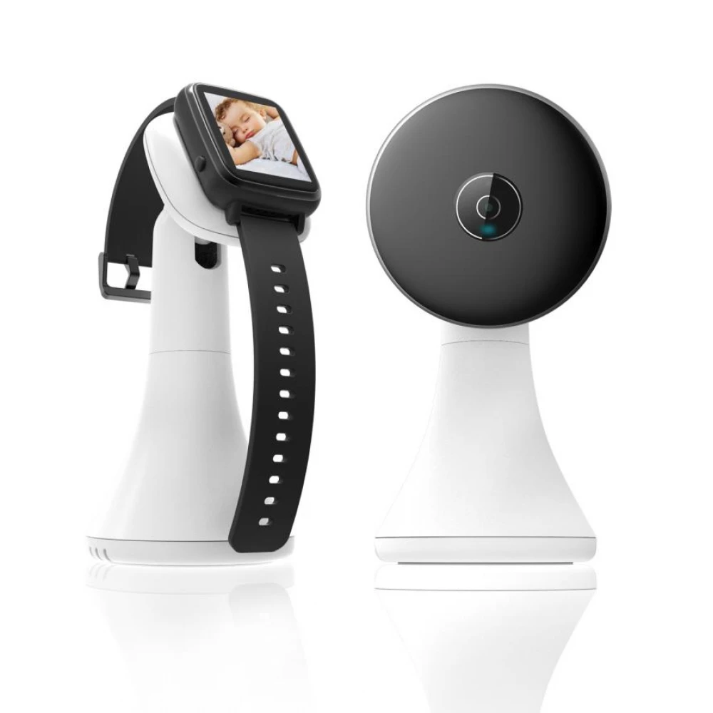 Cameră supraveghere bebeluși cu ecranul pe ceas  - Baby monitor cu monitorizare wireless, infraroșu, vedere nocturnă, senzor temperatură, cântece de leagăn