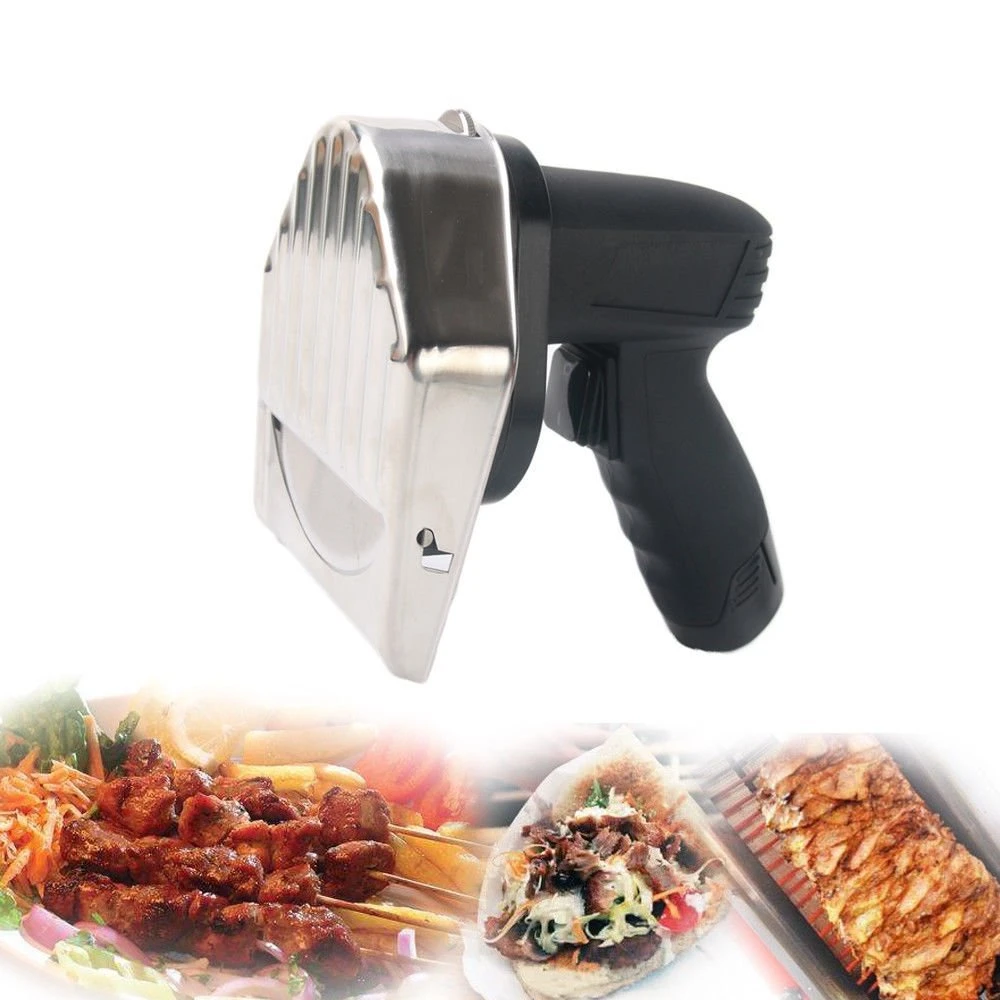 Cutit electric kebab/shaorma profesional fara fir, putere 80W, 2 baterii incluse, lama zimtata suplimentara 