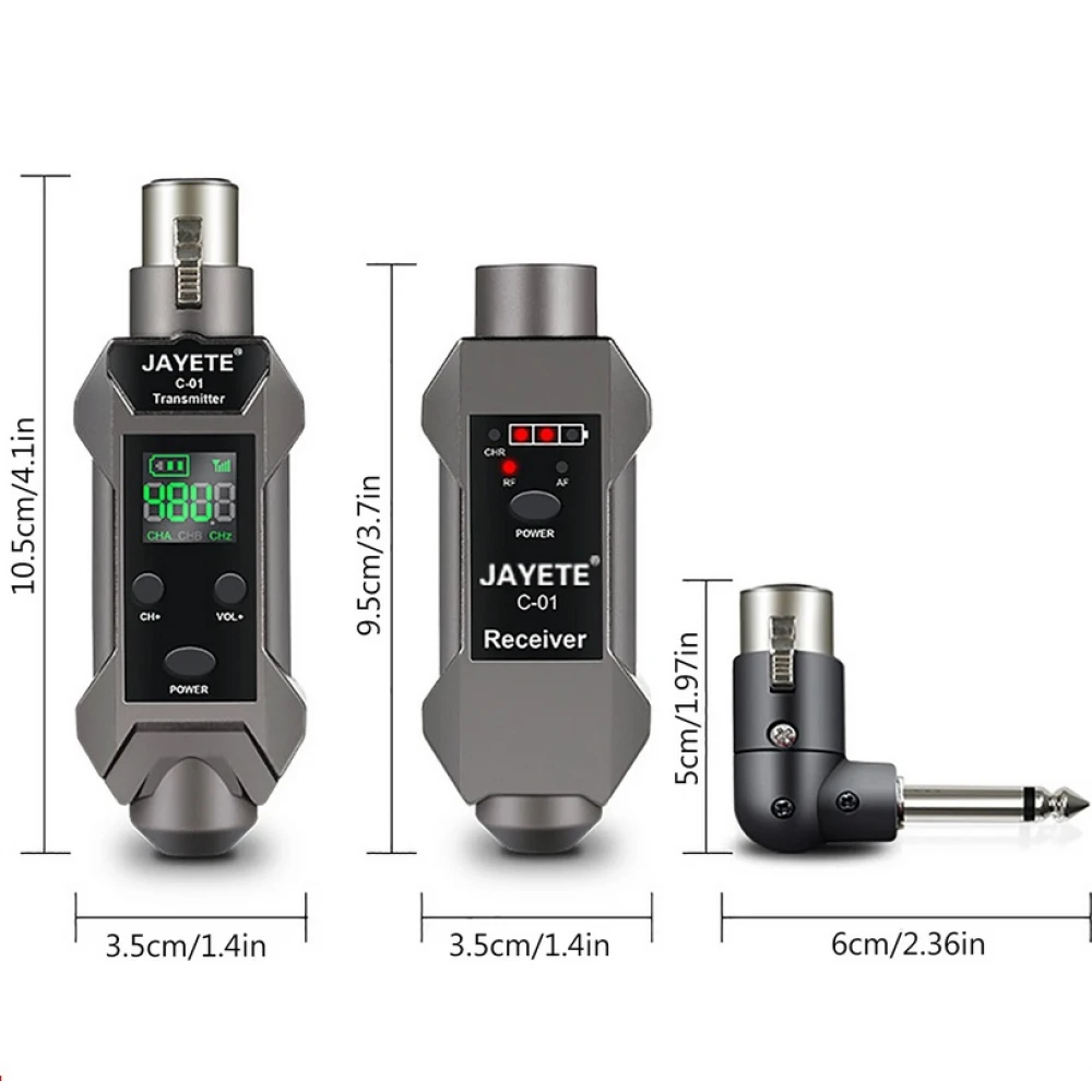 Transmițător Wireless pentru microfon  XLR , Adaptor pentru microfon cu 16 canale, Potrivit pentru microfon dinamic și condensator, cu baterie reîncărcabilă 48V