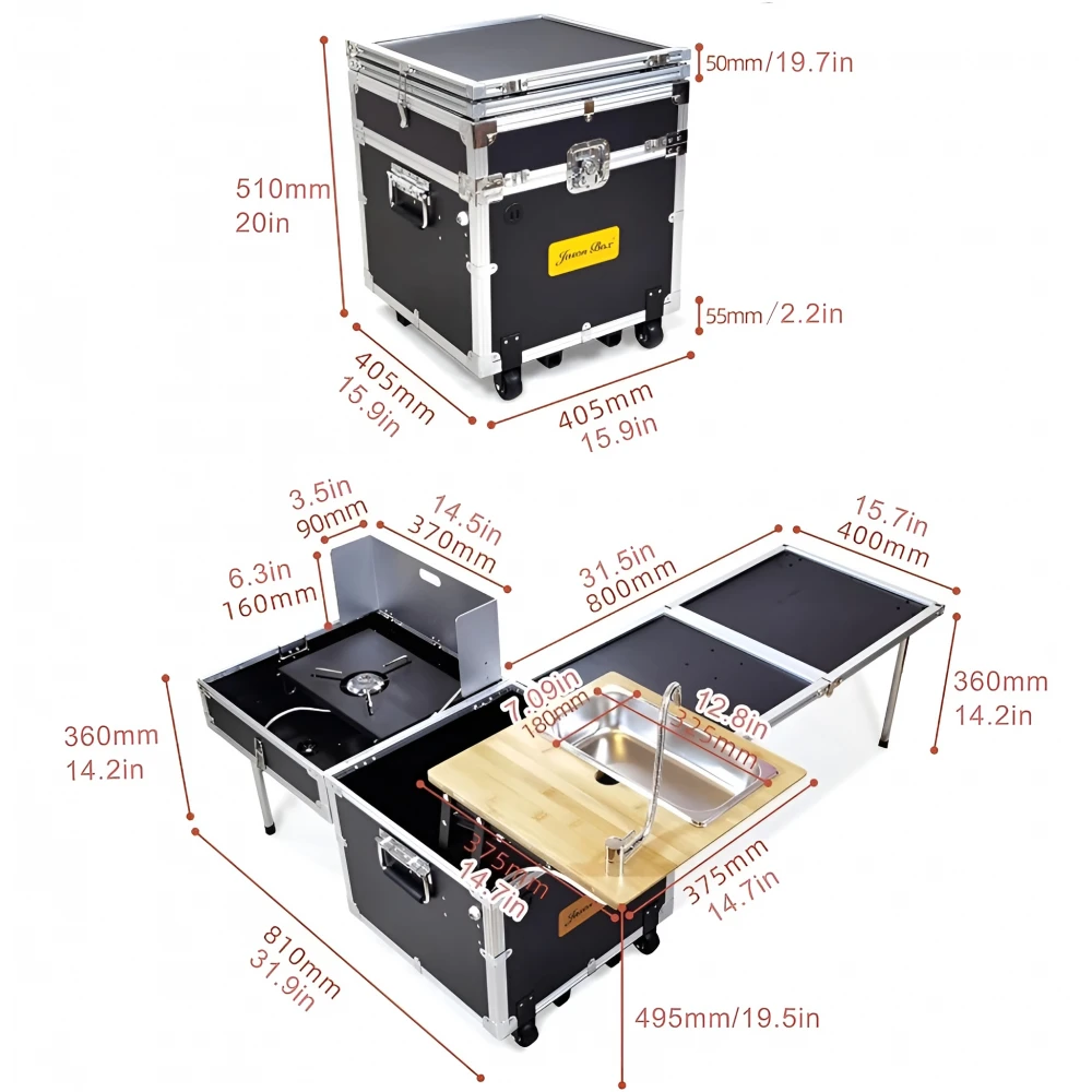 Bucatarie mobila de camping - compacta, durabila si usor de transportat