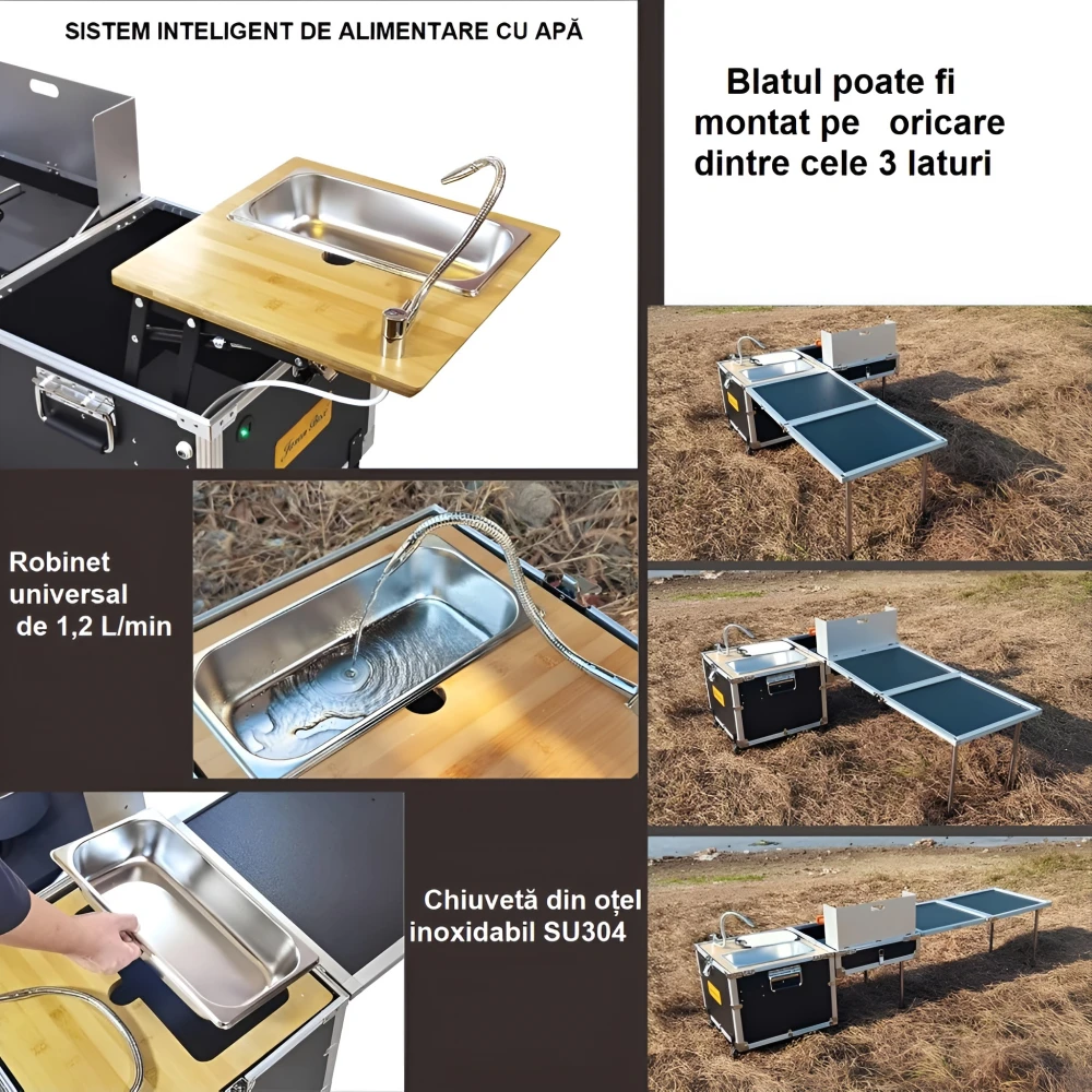 Bucatarie mobila de camping - compacta, durabila si usor de transportat