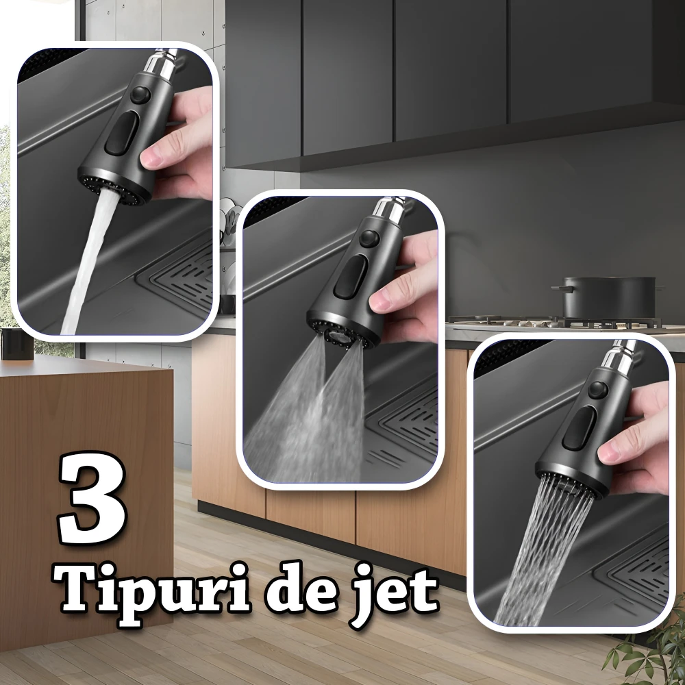 Chiuvetă bucătărie smart multifuncțională (3 funcții) - AQUA 4, inox gri antracit, 80 x 46 cm, baterie principală, dozator detergent, spălător pahare, 2 tăvite uscare + tocător