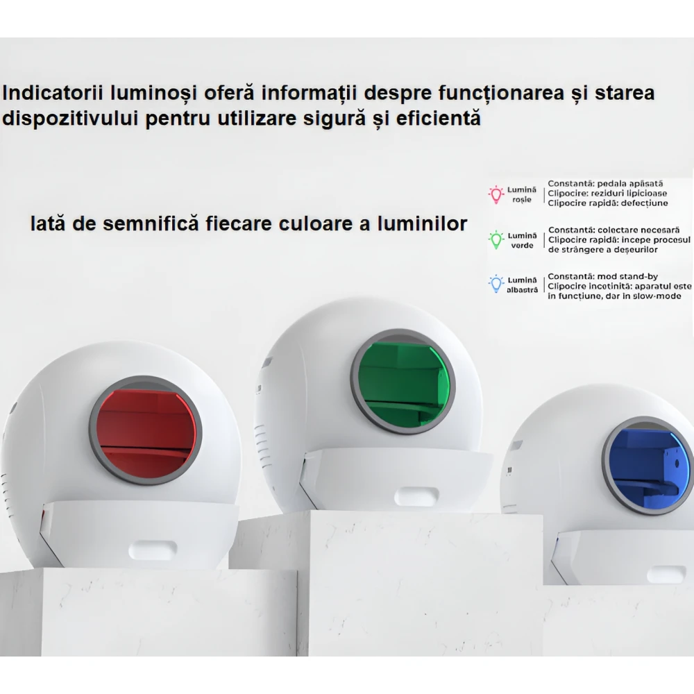 Litiera automata SMART cu sistem de curatare automata pentru pisici cu control din aplicatie mobila, afisaj LED, senzor siguranta - ultima generatie