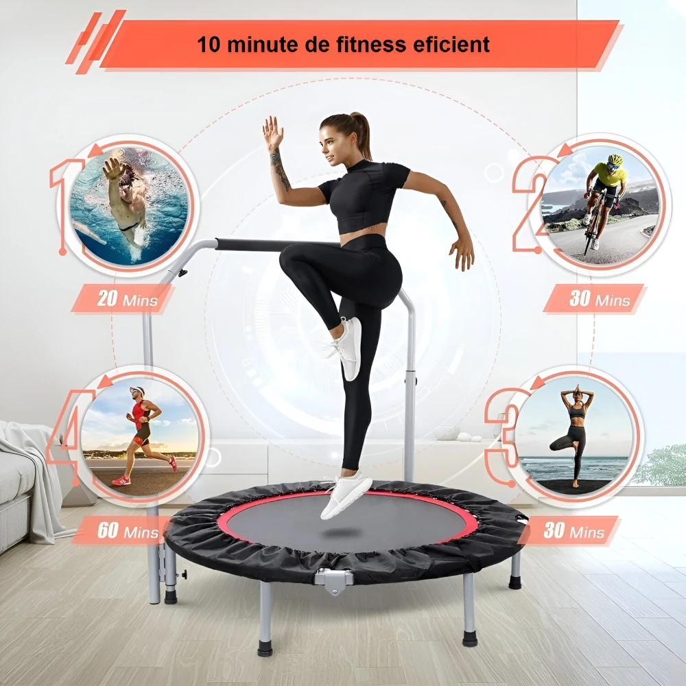 Trambulina sport fitness cu maner reglabil, pentru adulti si copii, rezistenta maxima 120 kg, diametru 102 cm, inaltime maxima maner 100 cm 