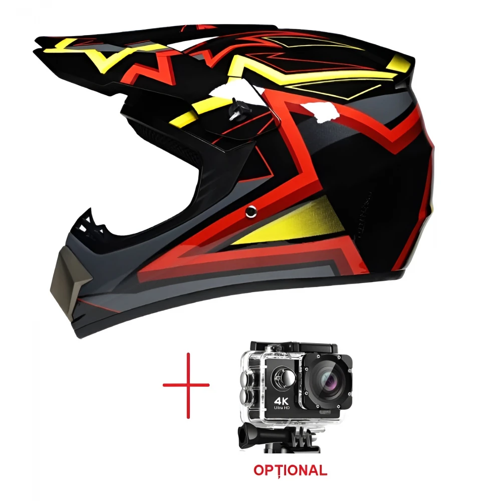 Cască Cross full face pentru Motociclete, Dirt Bike, Enduro, Atv, Trotinetă Electrică, Mărime S, M, L, X, - Flytec™