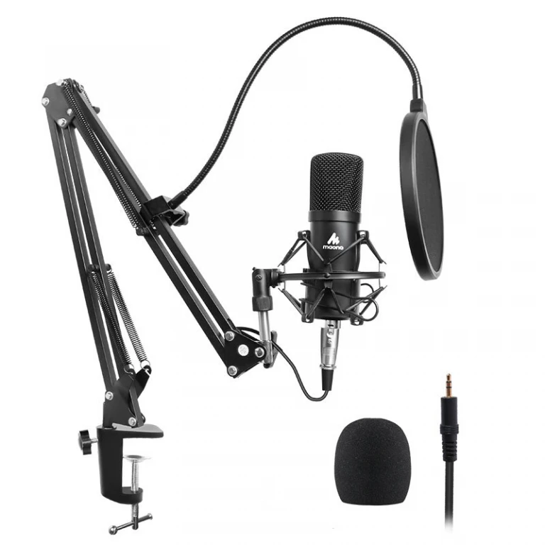 Microfon Profesional Maono Condensator pentru Studio, cu Stand Metalic pentru Podcast, Gaming, Streaming, YouTube, Voice Over, Studio, Home Recording