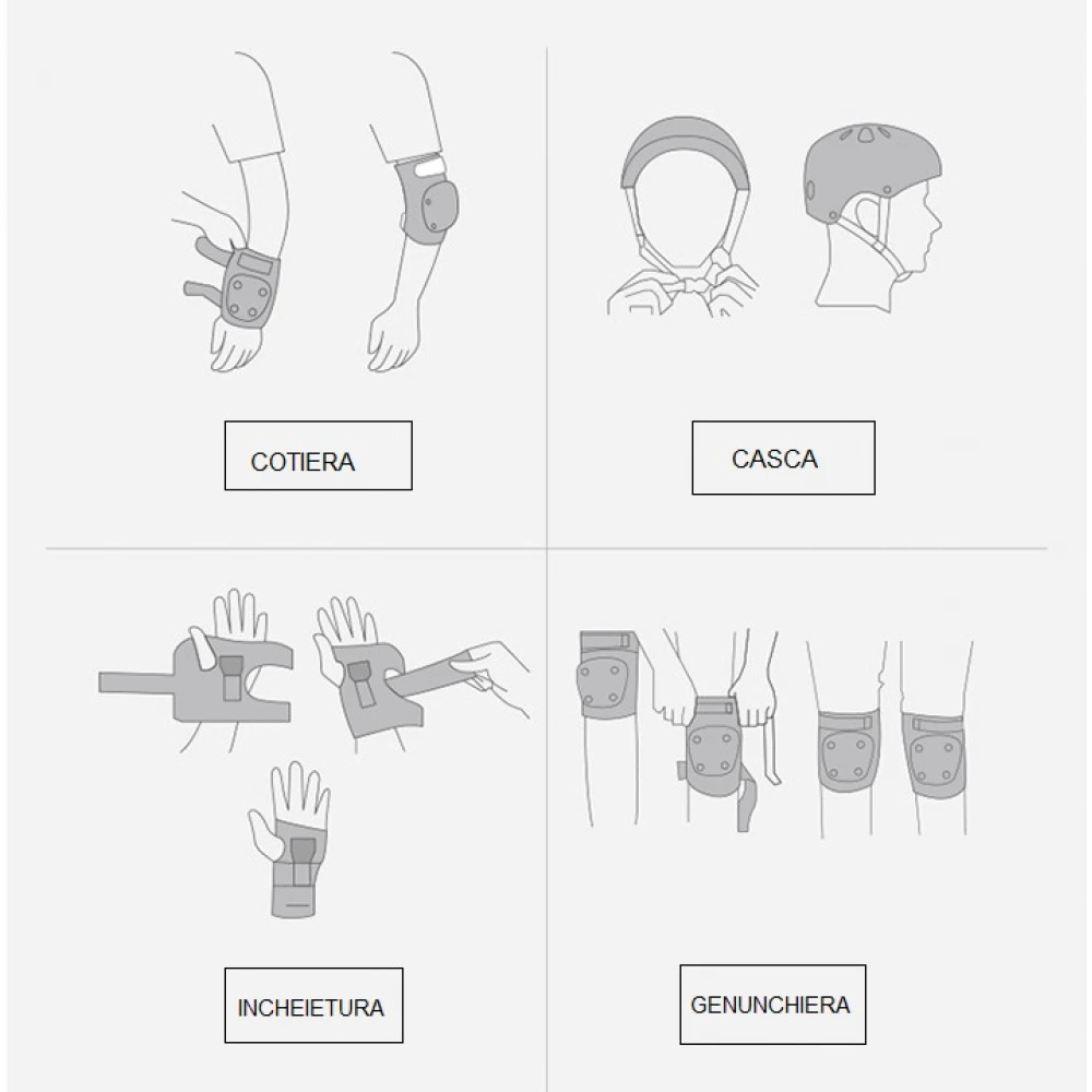 Set cască, genunchiere, cotiere protecție și apărători încheieturi de copii pentru bicicletă, ciclism, patinaj, role, skateboard