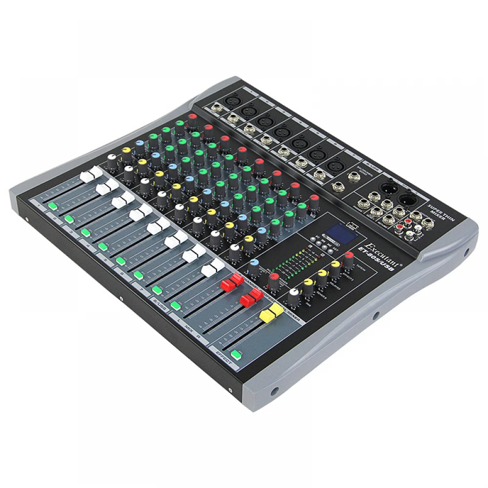 Mixer Audio 8 Canale, Fără Amplificare, Profesional, Bluetooth, USB/MP3, ecran LCD, Egalizator, Efecte