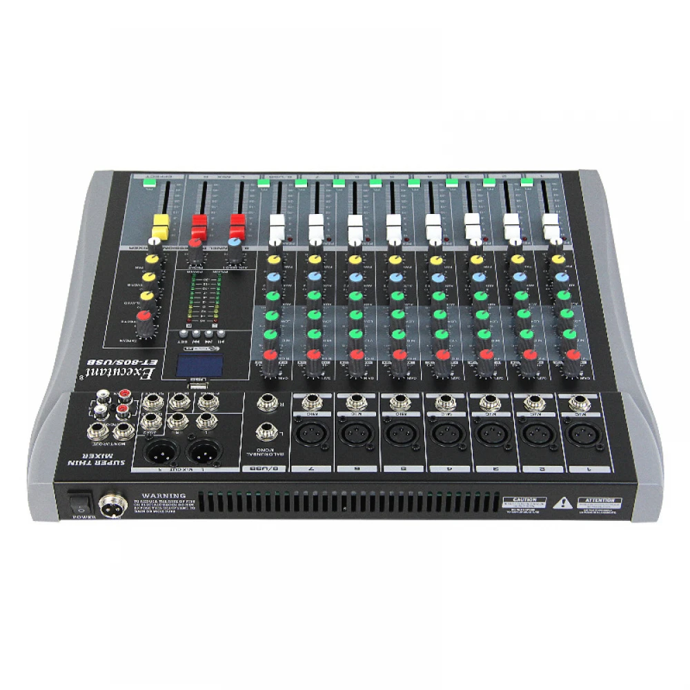 Mixer Audio 8 Canale, Fără Amplificare, Profesional, Bluetooth, USB/MP3, ecran LCD, Egalizator, Efecte