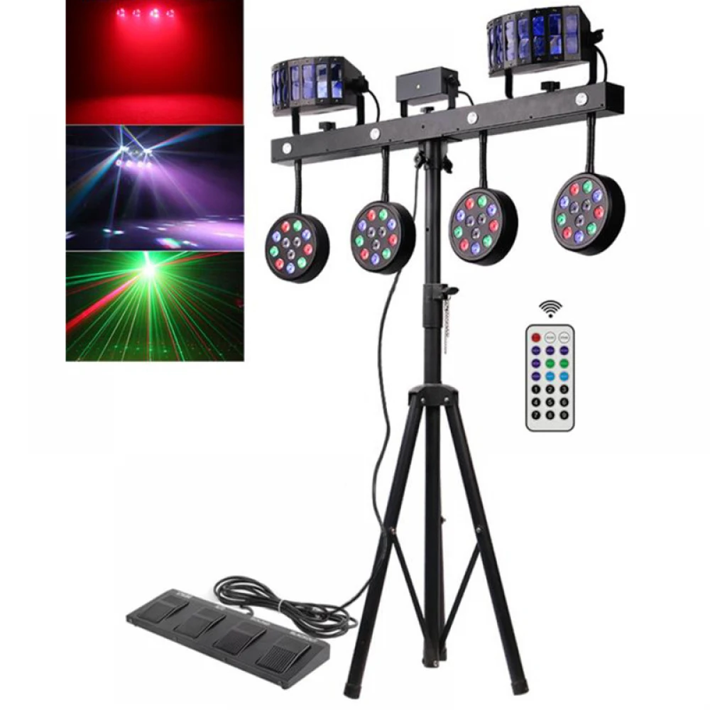 Lumini disco laser, scena, DJ/ Kit efecte lumini profesionale / Sistem partybar multiefect DMX 4 in 1, cu stativ inclus