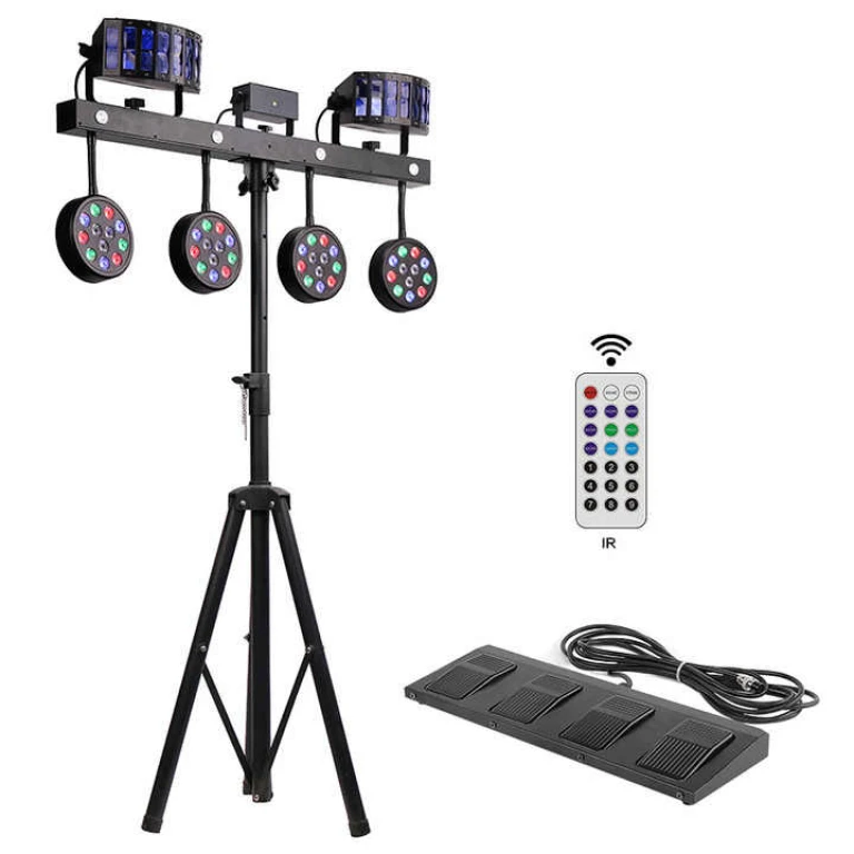 Lumini disco laser, scena, DJ/ Kit efecte lumini profesionale / Sistem partybar multiefect DMX 4 in 1, cu stativ inclus