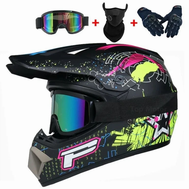 Set Cască Cross cu Mănuși, Ochelari, Cagulă pentru Motociclete, Dirt Bike, Enduro, Atv, Mărime S, M, L, XL