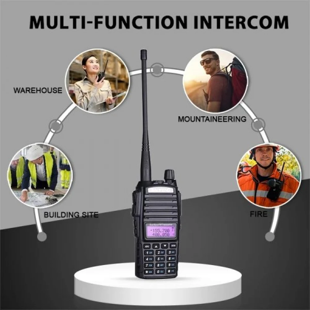 Statie Radio portabila emisie receptie Baofeng UV 82 , Dual Band, 10W, Walkie Talkie, Radio FM, acumulator 2800 mAh, Casca cu microfon