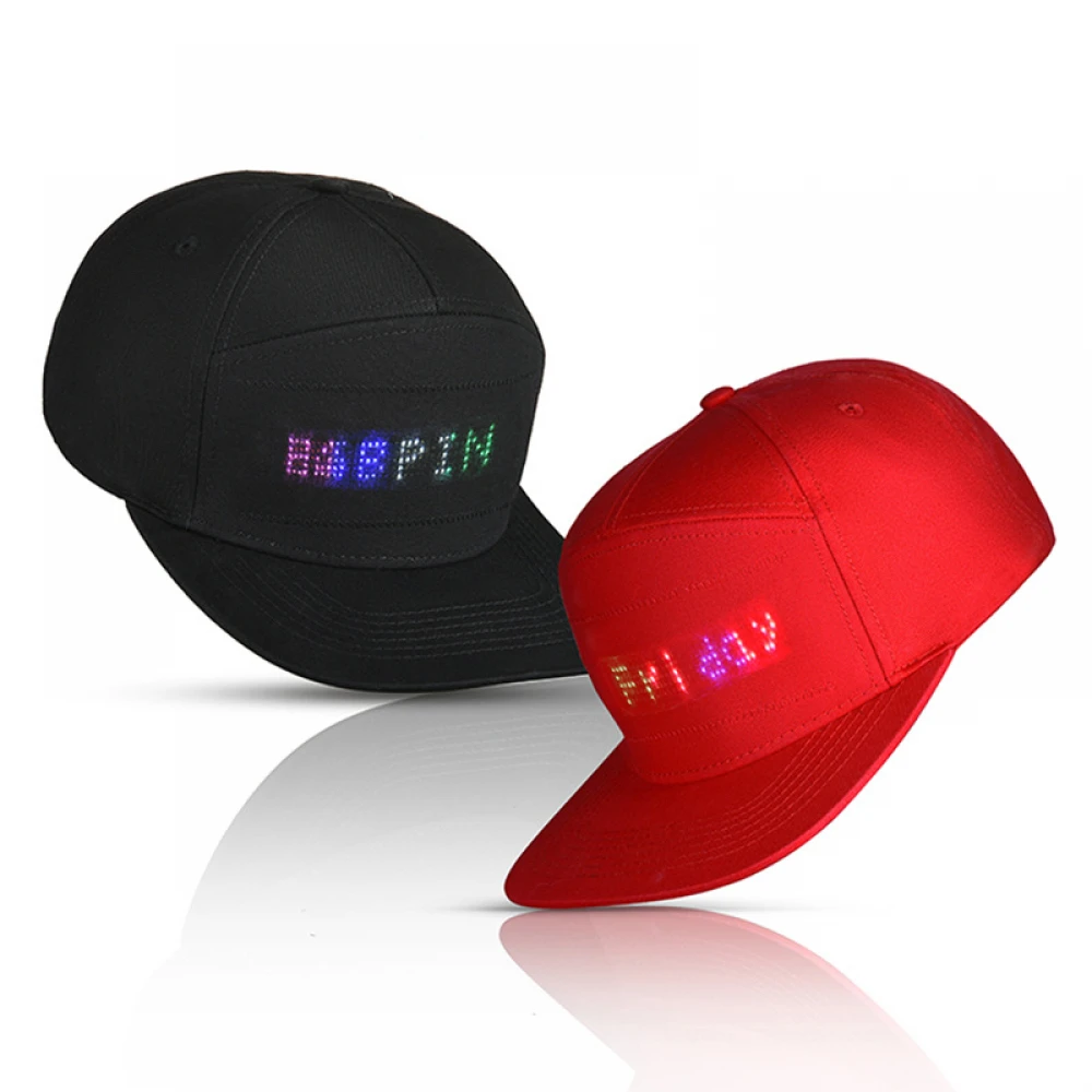 Șapcă led Bluetooth, ecran cu afișaj mesaje text multicolor, compatibil smartphone iOS și Android