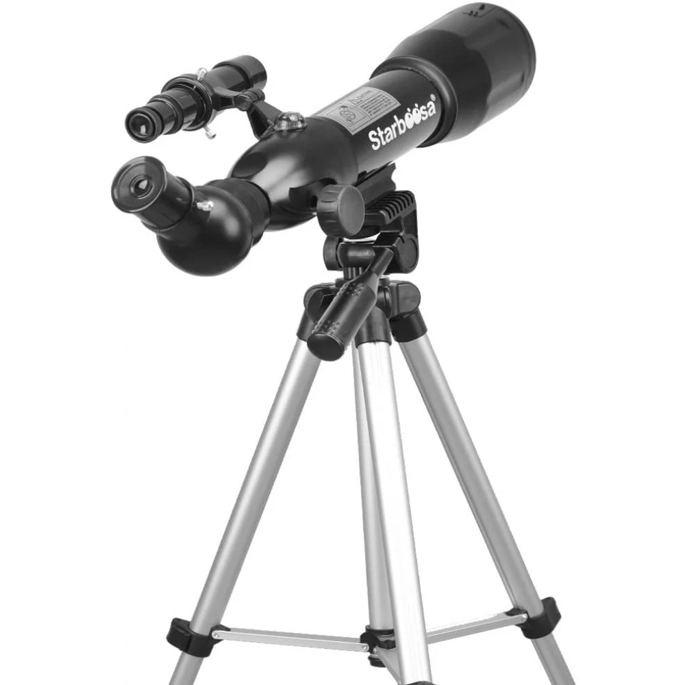 Telescop astronomic refractor educativ cu trepied din aluminiu - Starboosa 360 mm cu carcasă din metal cu lentile de sticlă