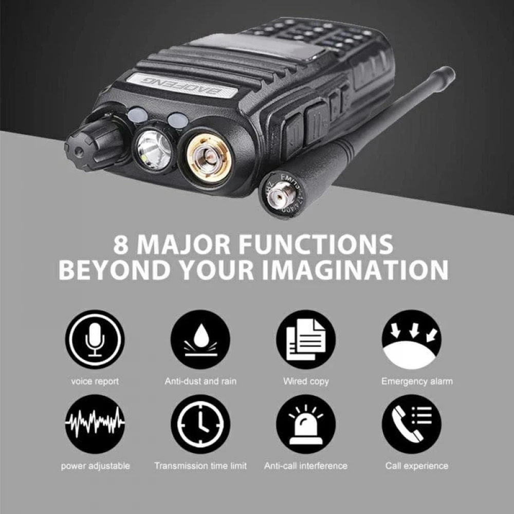 Statie Radio portabila emisie receptie Baofeng UV 82 , Dual Band, 10W, Walkie Talkie, Radio FM, acumulator 2800 mAh, Casca cu microfon