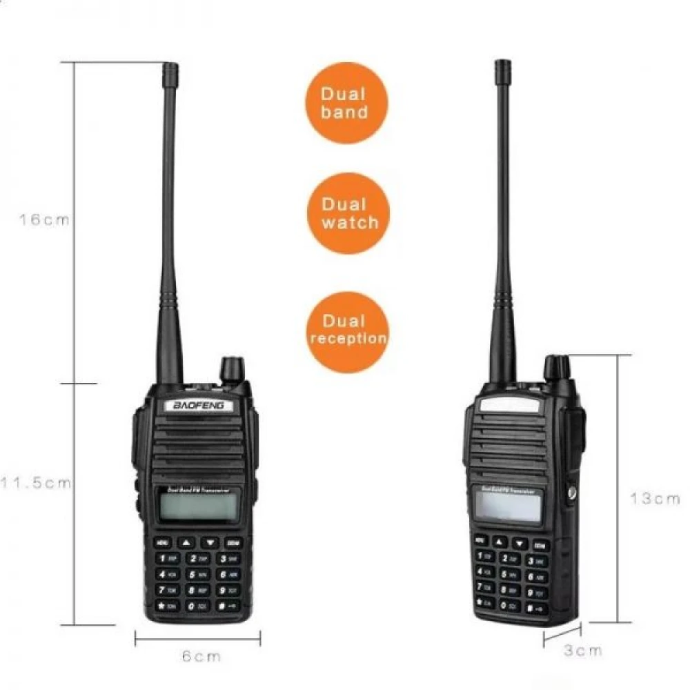 Statie Radio portabila emisie receptie Baofeng UV 82 , Dual Band, 10W, Walkie Talkie, Radio FM, acumulator 2800 mAh, Casca cu microfon