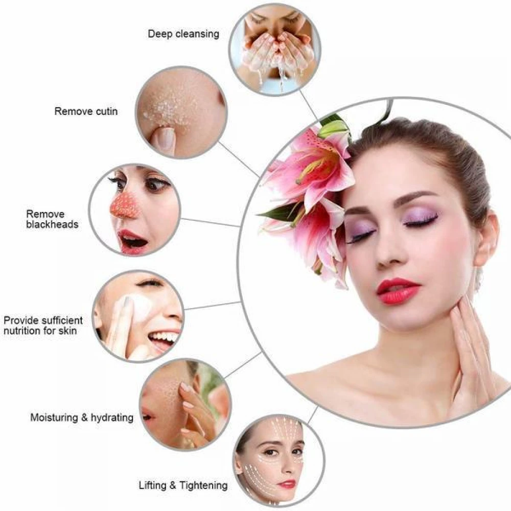 Aparat profesional pentru ten, Hydradermabraziune cu Mască, Aparat Cosmetic Profesional 7in1 H2O2, Jet Hidroxigen Micro Bule, Indepartare Puncte Negre, Acnee, Hidratare, Lifting 