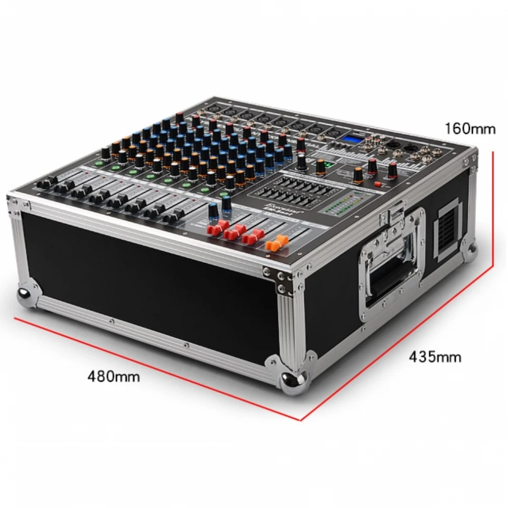 Mixer audio 12 canale cu amplificare 600W * 2 - profesional cu Bluetooth Record Multi-purpose Input Mic Line Insert Stereo USB Playback, USB Interface și Sound Card