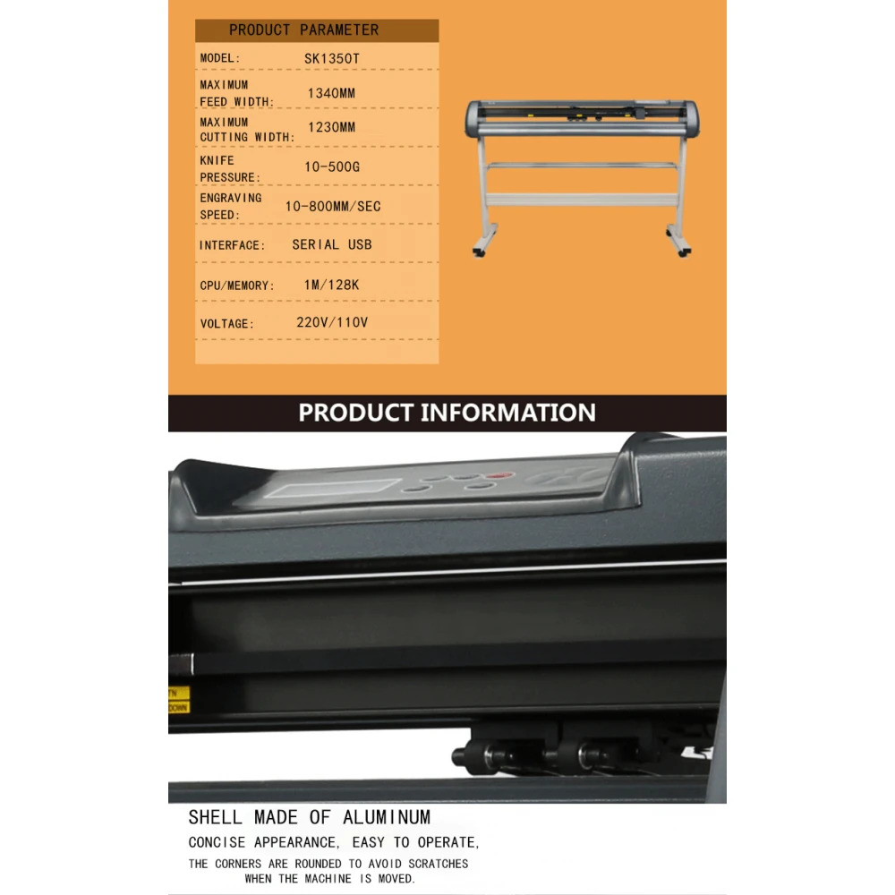 Cutter plotter SK-1350T profesional, 1350 mm lățime, USB, software Arcut, pentru tăiere contur - producție publicitară