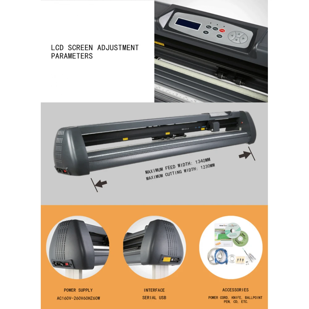 Cutter plotter SK-1350T profesional, 1350 mm lățime, USB, software Arcut, pentru tăiere contur - producție publicitară