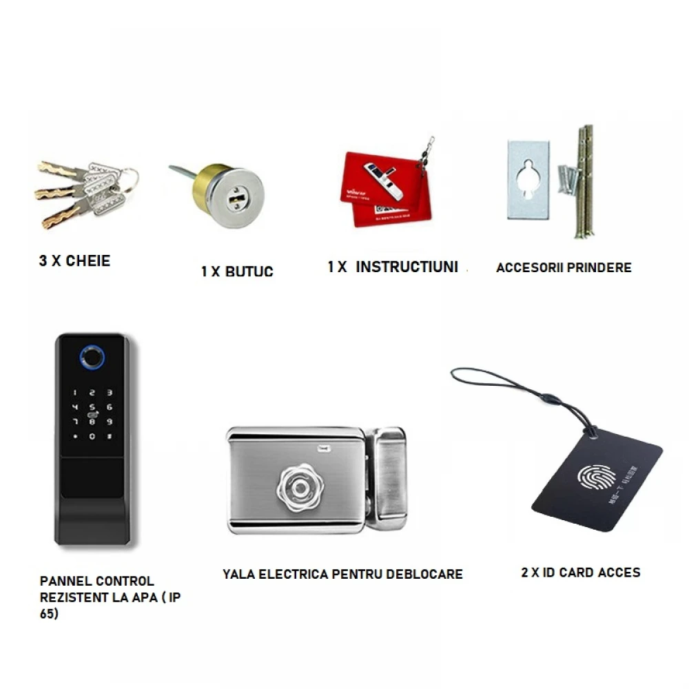 Yala Smart Exterior (IP 65) Wifi, Acces din aplicatie(Tuya), Card acces, Amprenta, Cheie , Smart Card