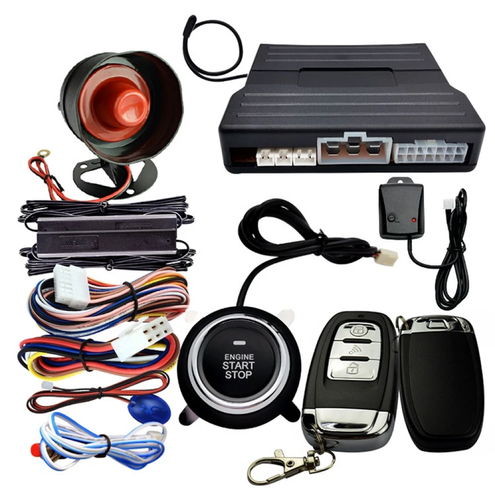 Alarma Auto - Sistem universal complet Keyless GO & Keyless ENTRY / Pornire motor de la distanta / Buton start-stop / Deblocare prin amprenta / Deblocare cu cheia in buzunar 