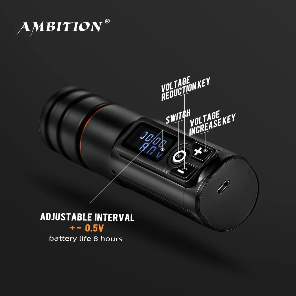 Aparat / Masina de tatuat Pen Xnet Ambition Thunderbolt Soldier PRO cu acumulator reincarcabil - durata utilizare 7 ore - 12v /12000rpm