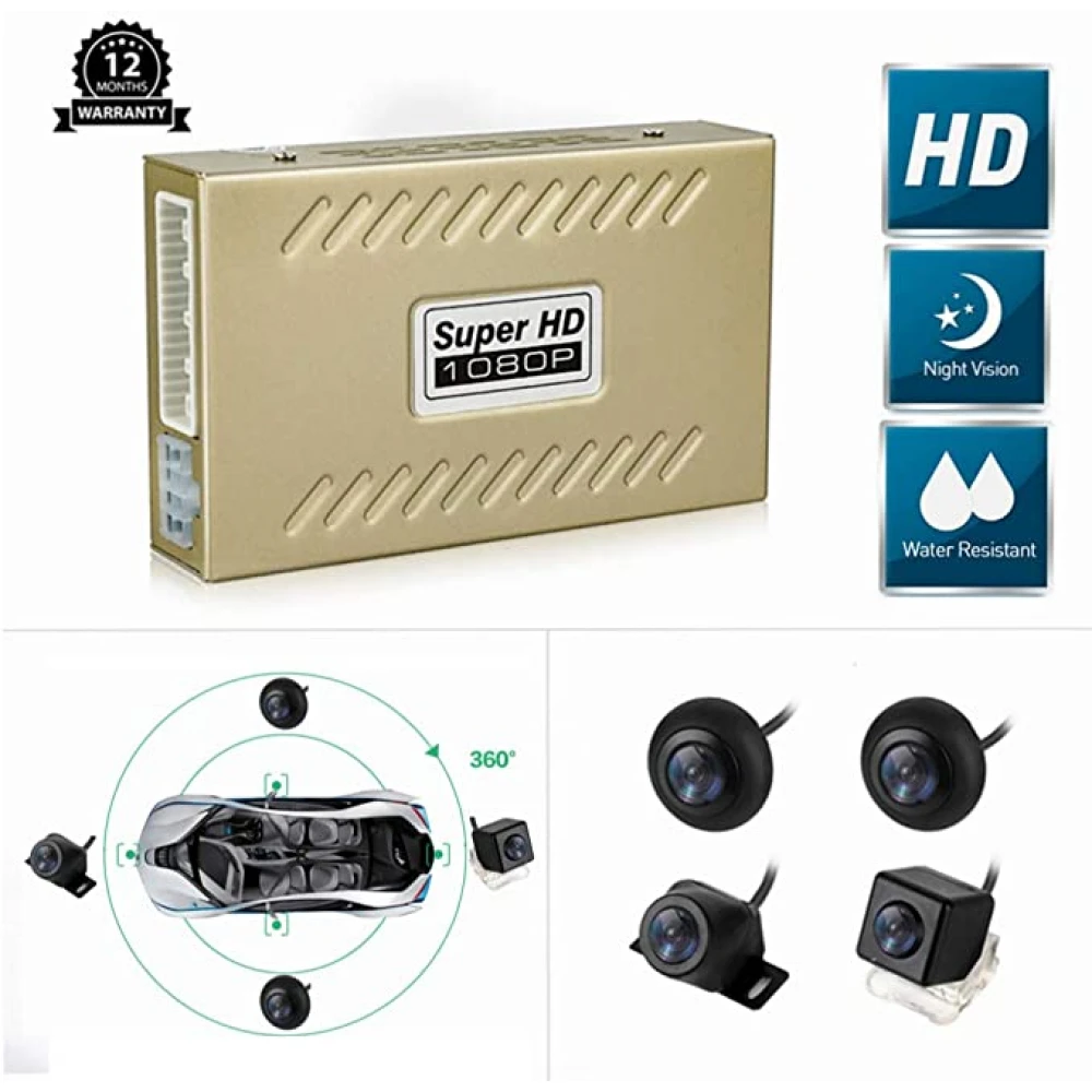 Kit sistem camere pentru parcare 360 grade, 3D cu 4 camere wide, vedere nocturnă, 1080P, fără unghi mort