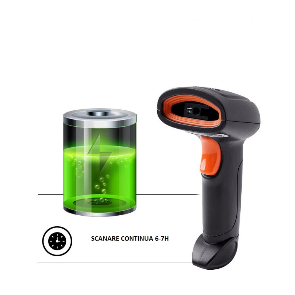 Cititor coduri de bare, barcode scanner 2D cu laser, wireless, încărcare USB, 2.4 G