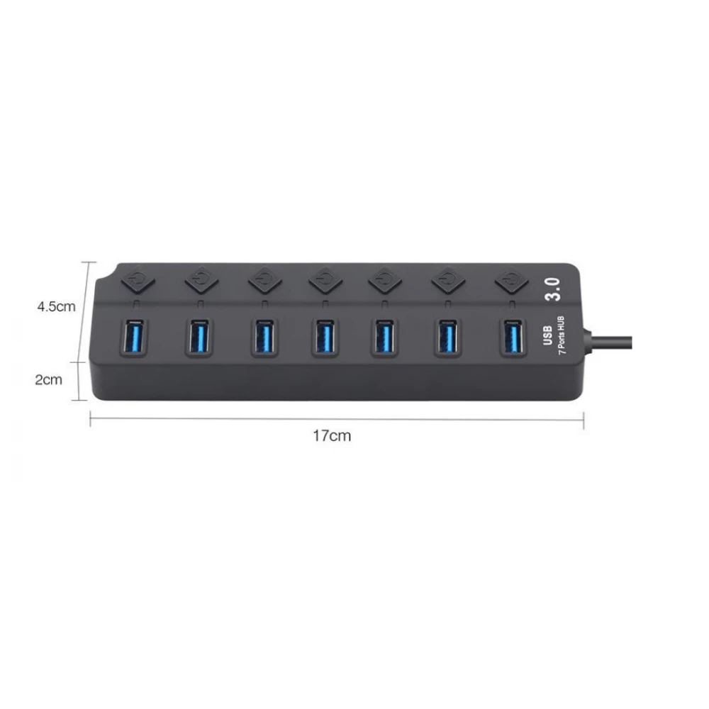 Hub USB 3.0, cu 7 porturi, adaptor alimentare, super viteză