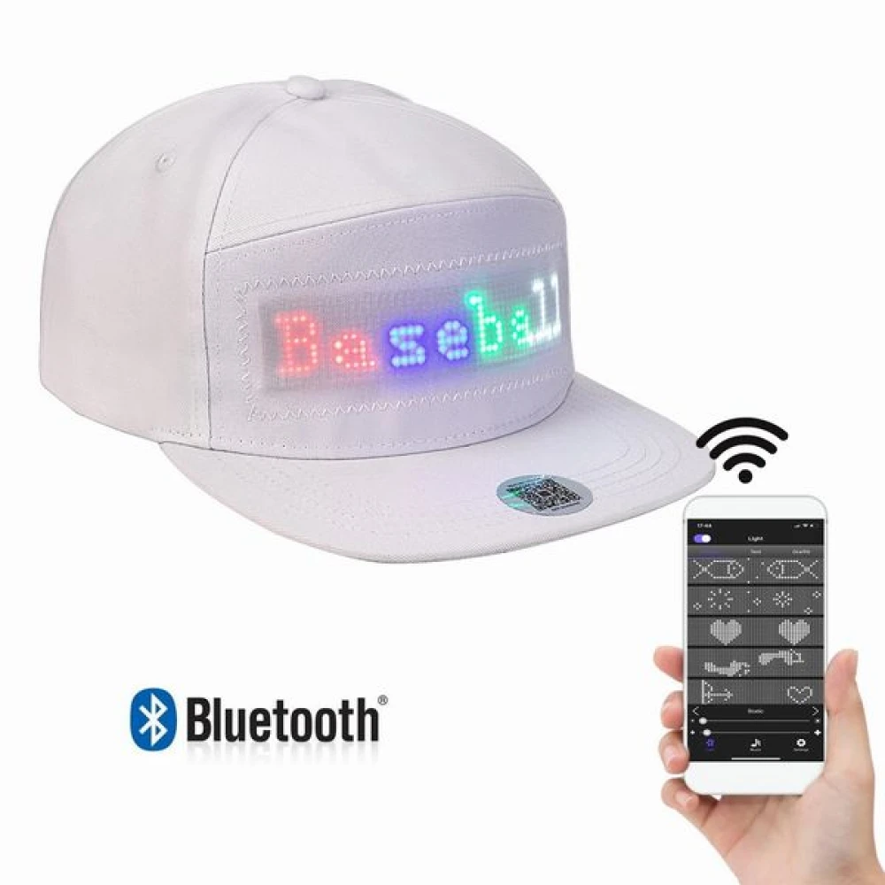 Șapcă led Bluetooth, ecran cu afișaj mesaje text multicolor, compatibil smartphone iOS și Android