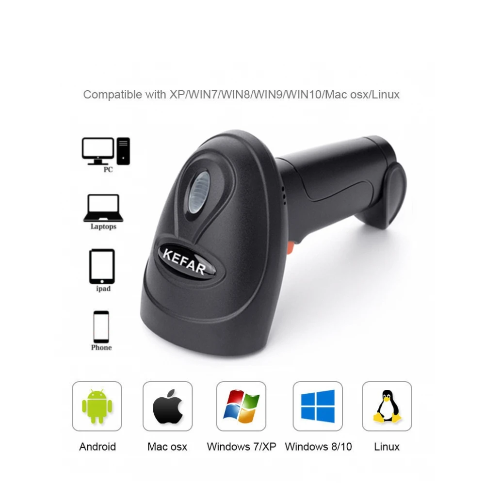 Cititor coduri de bare, barcode scanner 2D cu laser, wireless, încărcare USB, 2.4 G