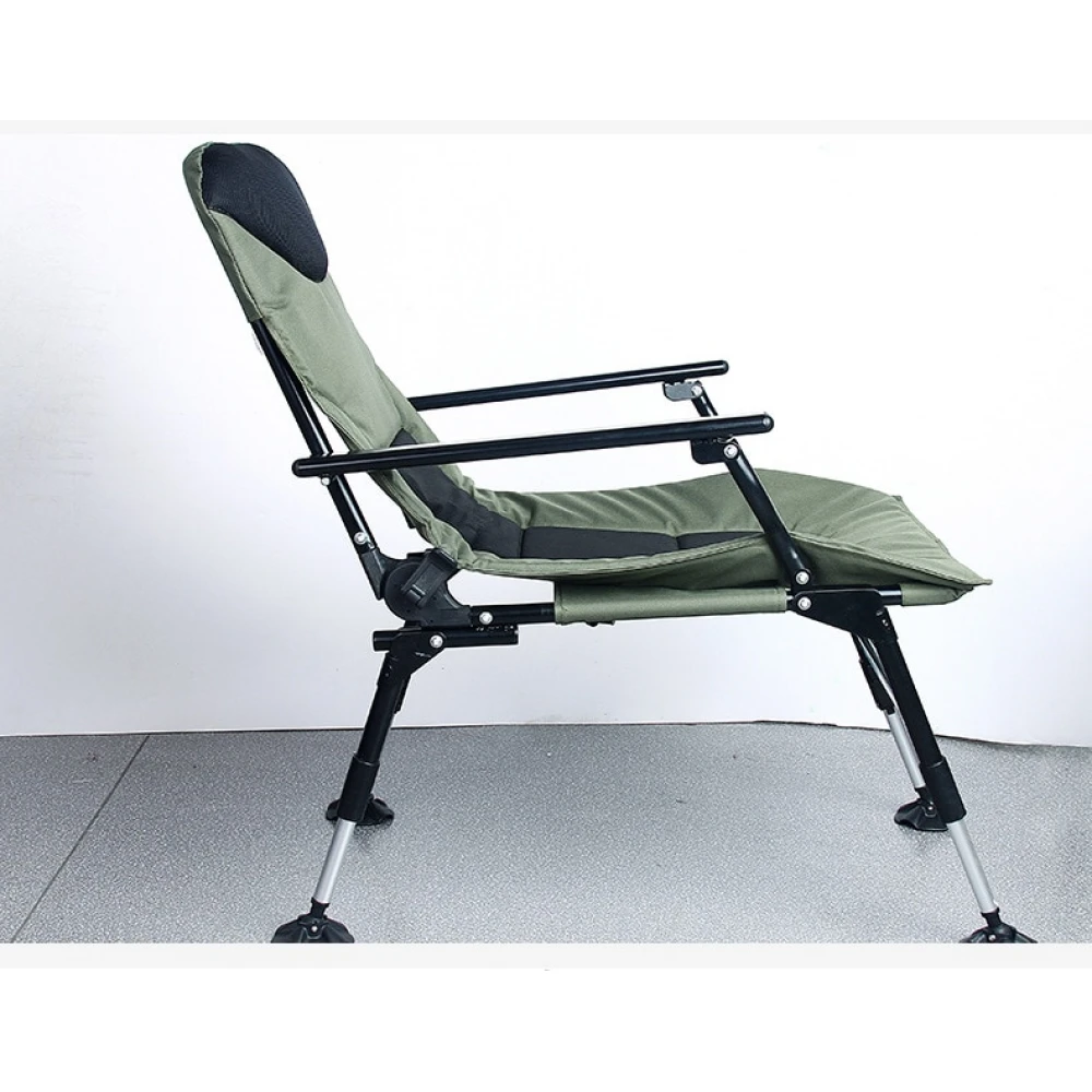 Scaun Pescuit Dittom D1 CARP RELAX cu RECLINER și picioare reglabile pe înălțime, sarcină maxim admisă: 150KG, verde/olive/negru