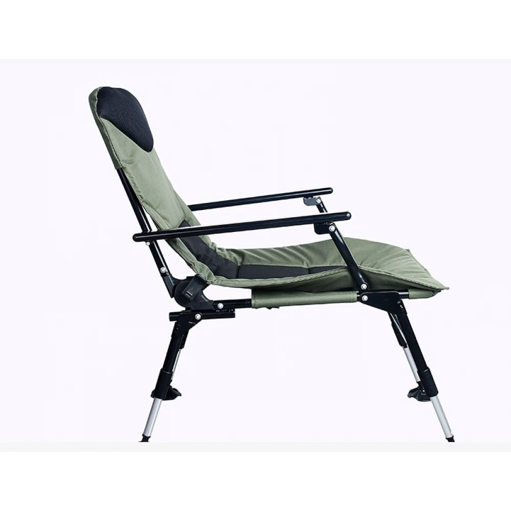 Scaun Pescuit Dittom D1 CARP RELAX cu RECLINER și picioare reglabile pe înălțime, sarcină maxim admisă: 150KG, verde/olive/negru