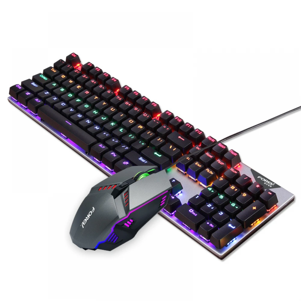 Tastatură mecanică cu lumini led cu mouse inclus pe USB, hot swap, pentru gaming