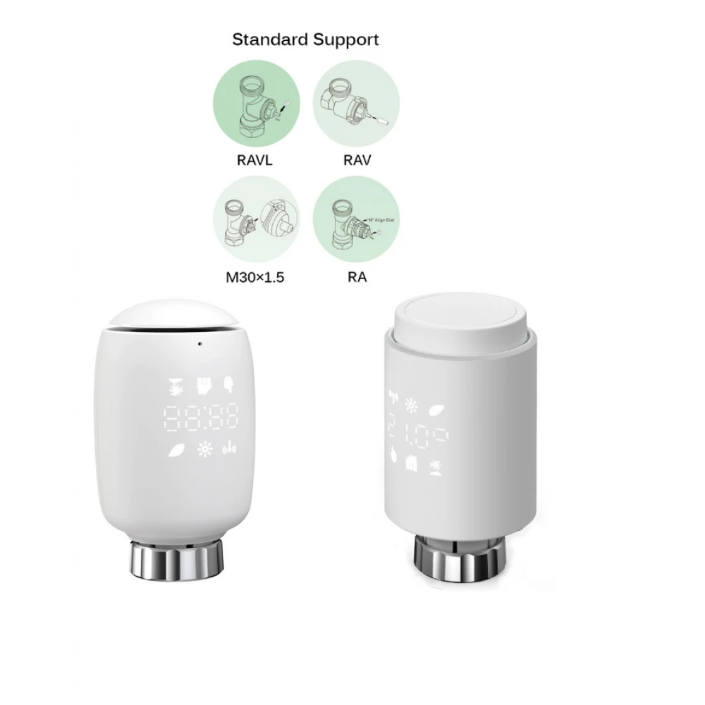 Set 2 capete termostatice + Gateway Hub cu reglare de temperatură individuală, Wireles, ZegBee, TUYA, Smart Life cu adaptoare incluse