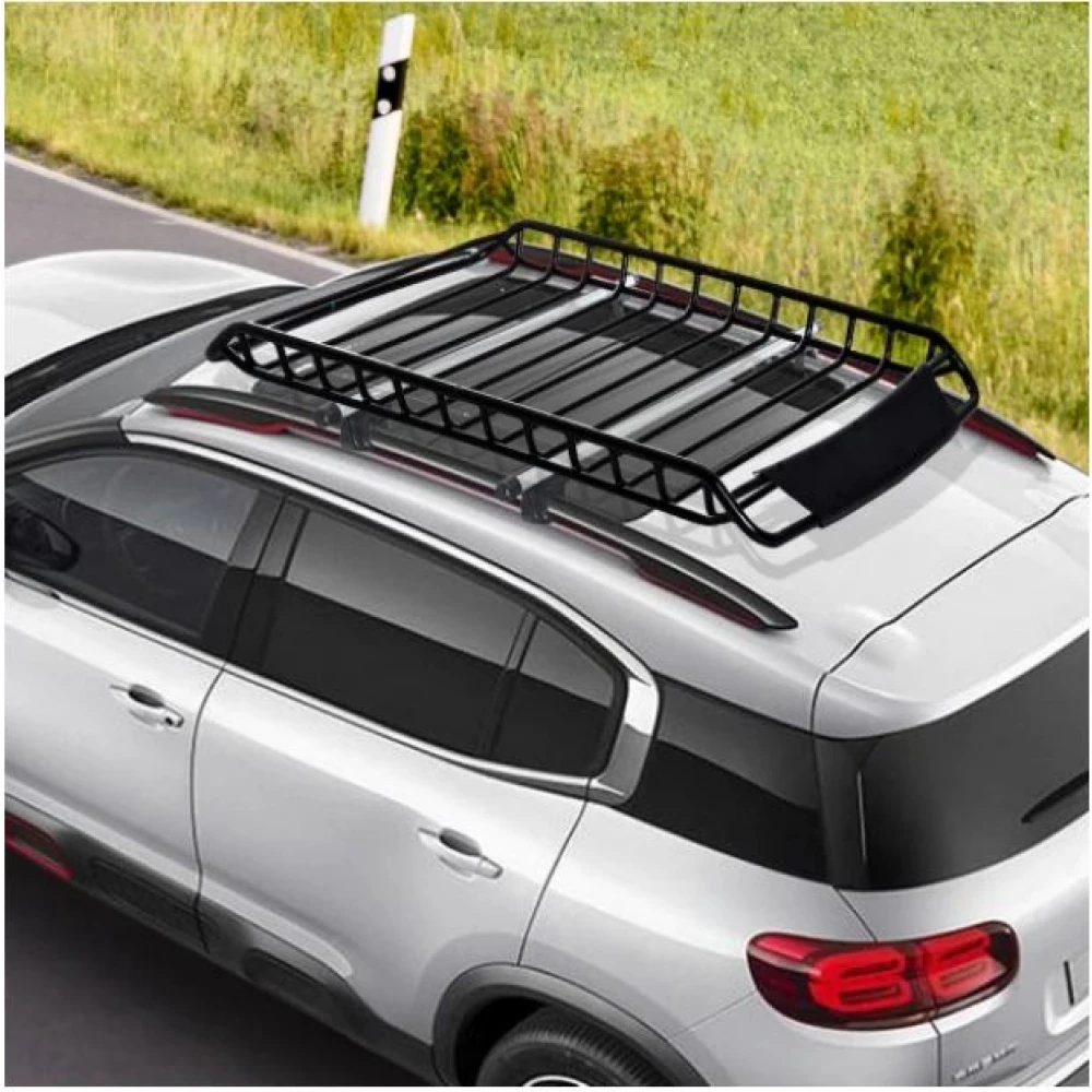 Portbagaj auto de plafon, metalic roof rack, grilaj din oțel 160*101 cm cu montaj pe barele transversale longitudinale, negru metalizat