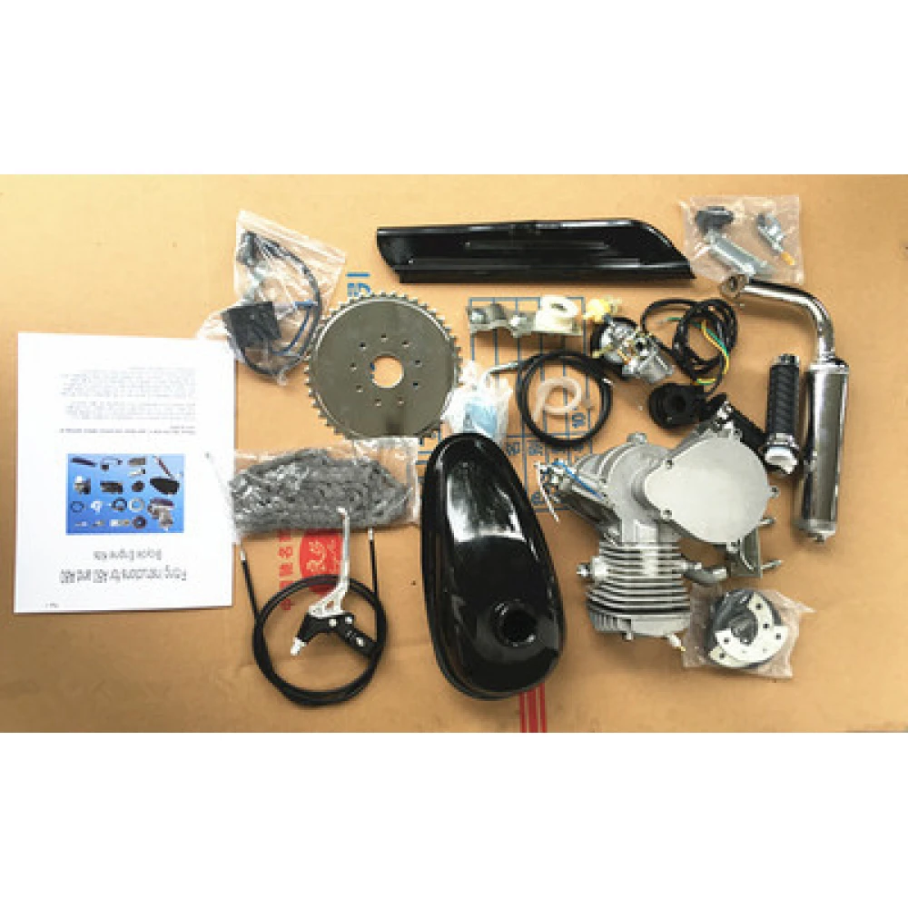 Kit complet motor de bicicletă 50/80 cc în 2 timpi, 3,2 CP, instalare simplă, motor moto/velo