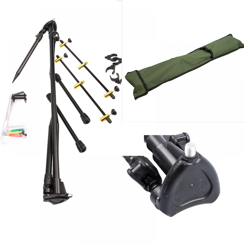 Rod pod din oțel pentru 3 lansete, cu husă transport, 3 swingere incluse