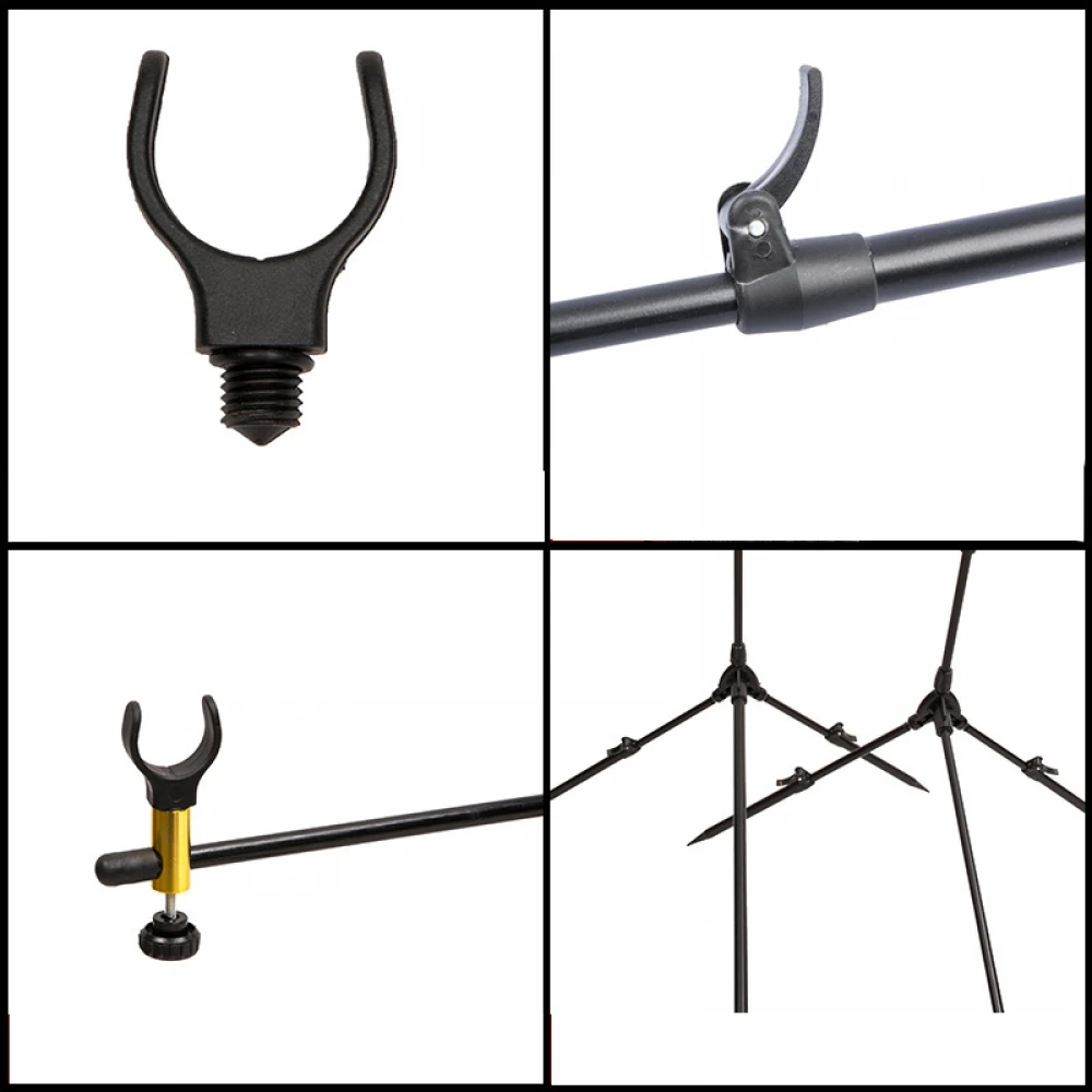 Rod pod din oțel pentru 3 lansete, cu husă transport, 3 swingere incluse