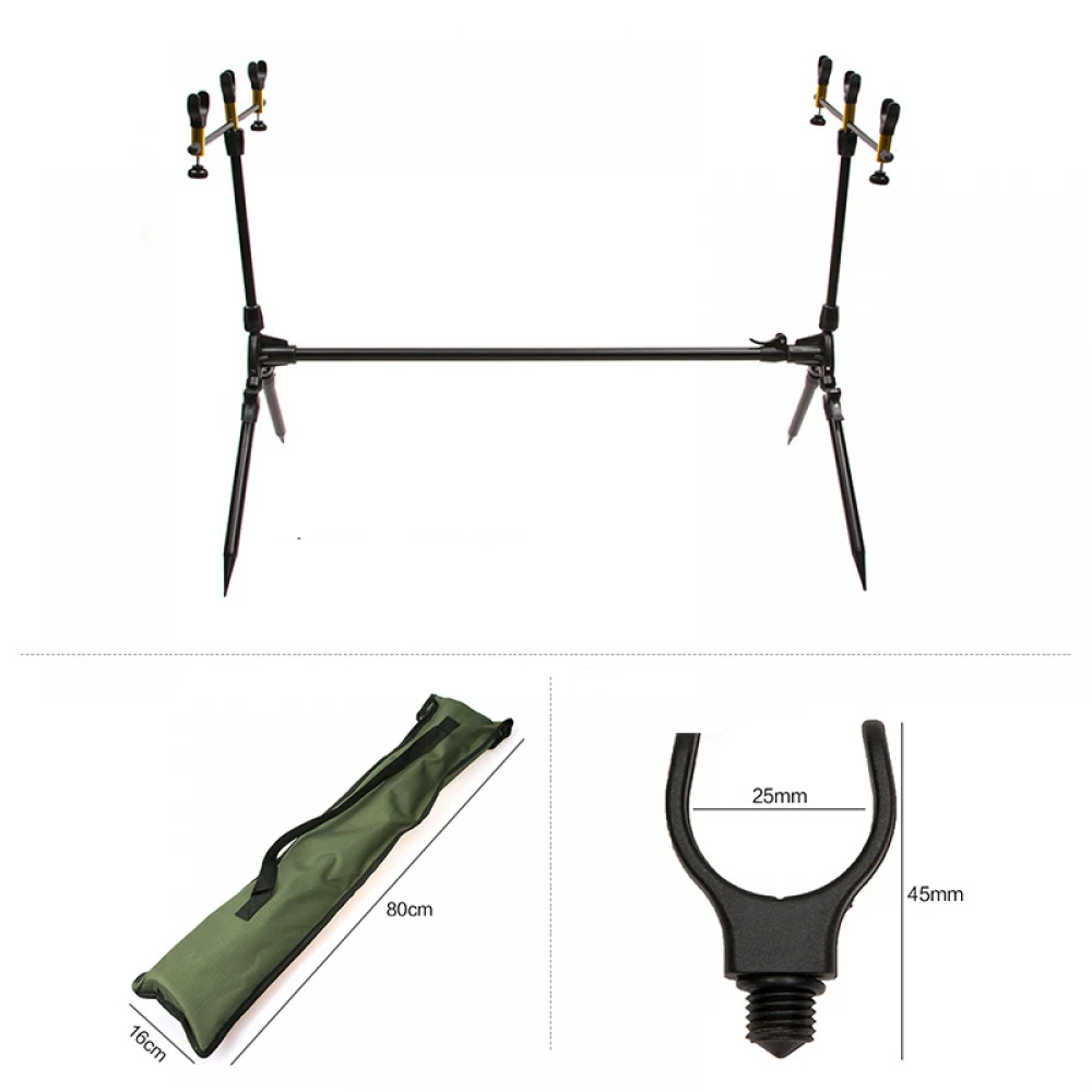 Rod pod din oțel pentru 3 lansete, cu husă transport, 3 swingere incluse