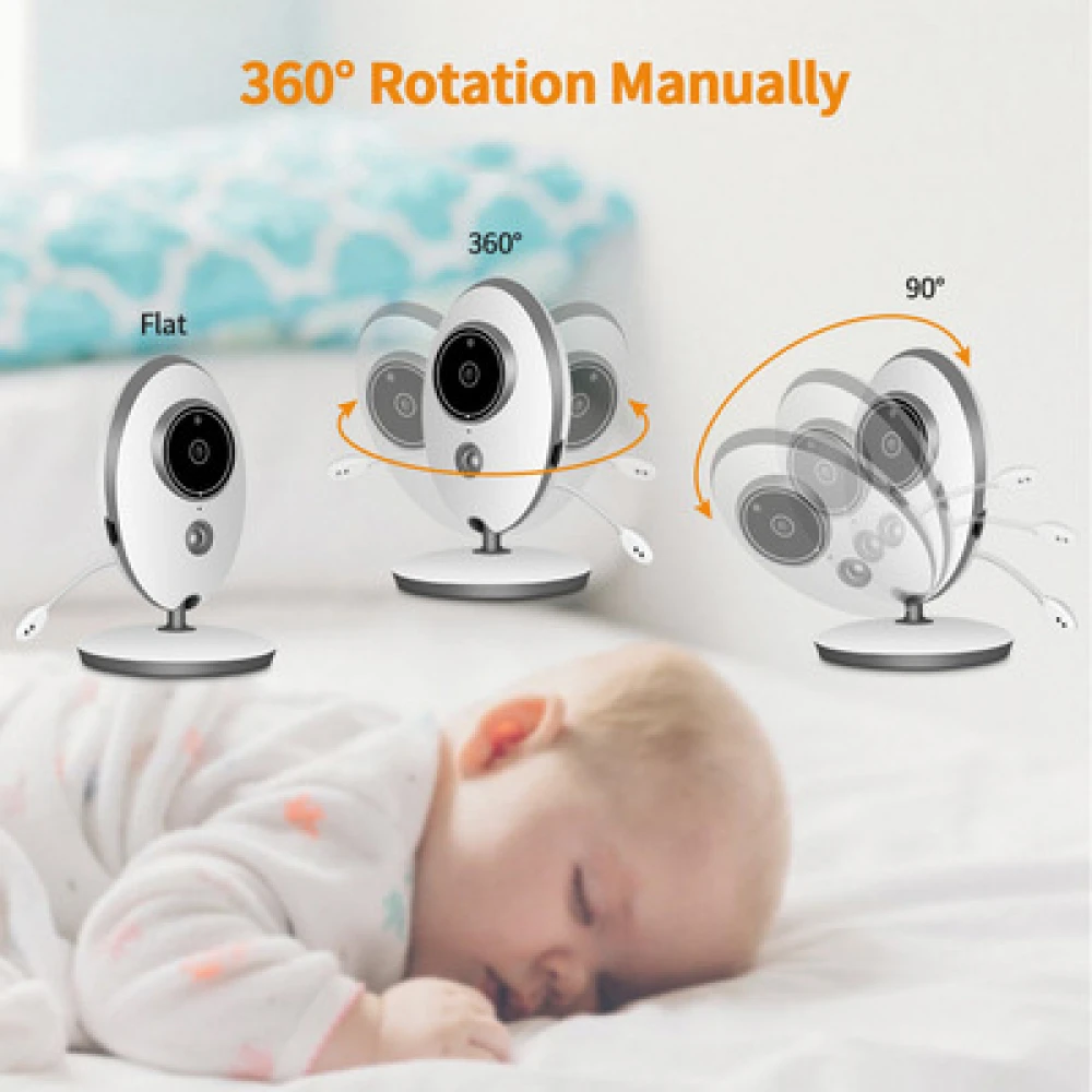 Baby Monitor Wireless, bidirecțional cu VIDEO + AUDIO + Night Vision,  monitorizare temperatură, 8 cântece de leagăn