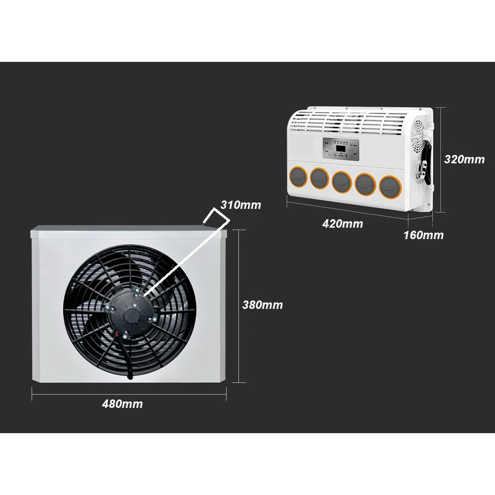 Aer condiționat auto 12V -ALUMINIU , 14.000 BTU aparat de răcire, climă staționară pentru auto rulotă, camion, camping, posibilitate de legare la panou solar