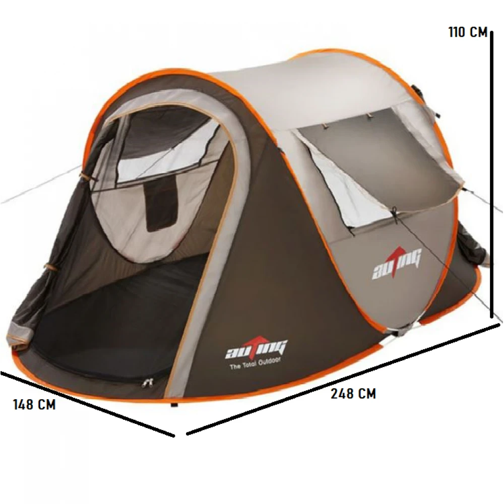 Cort Camping, 3 Persoane, Desfasurare Automata intr-o Secunda, Structura din Aluminiu / Munte / Aventura / Exterior / Drumetie